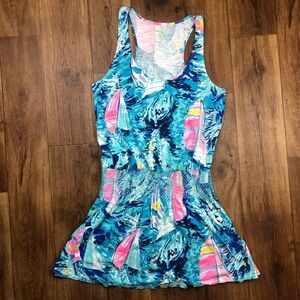 Lilly Pulitzer Tideline Dress Blue Hey Bay Bay Women Sz M